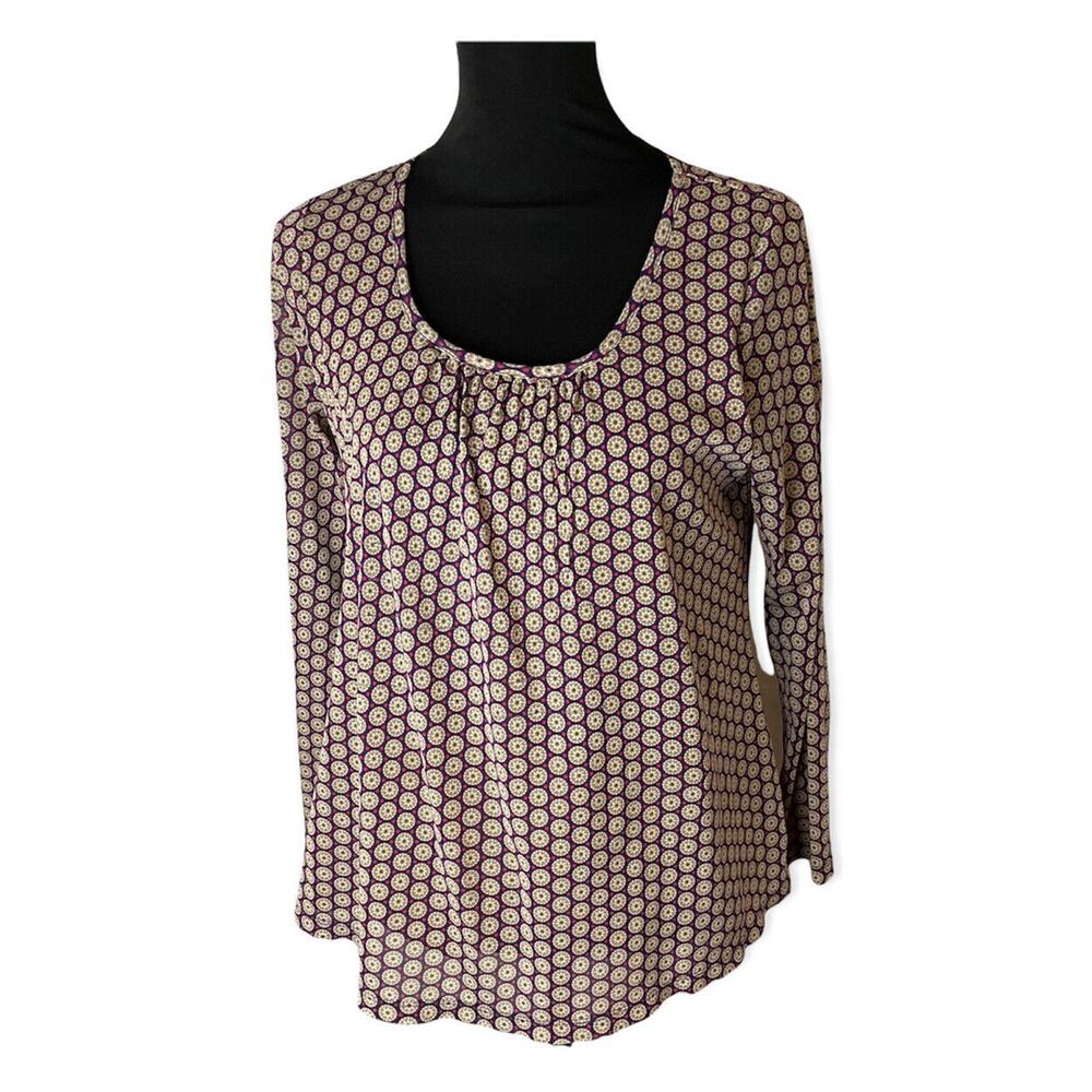Liz Claiborne scoop Neck Long Sleeve Top Womens Large Geometric Imperfect